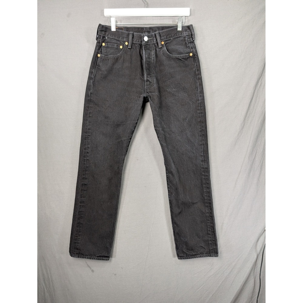 Levis 501 Original Fit Jeans Mens 33x32 Black Straight Leg Button Fly Denim